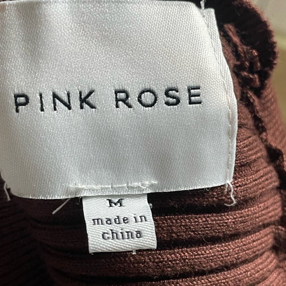 Pink Rose Sleeveless Turtleneck Rib Knit Midi Dress size Medium - Picture 7 of 9